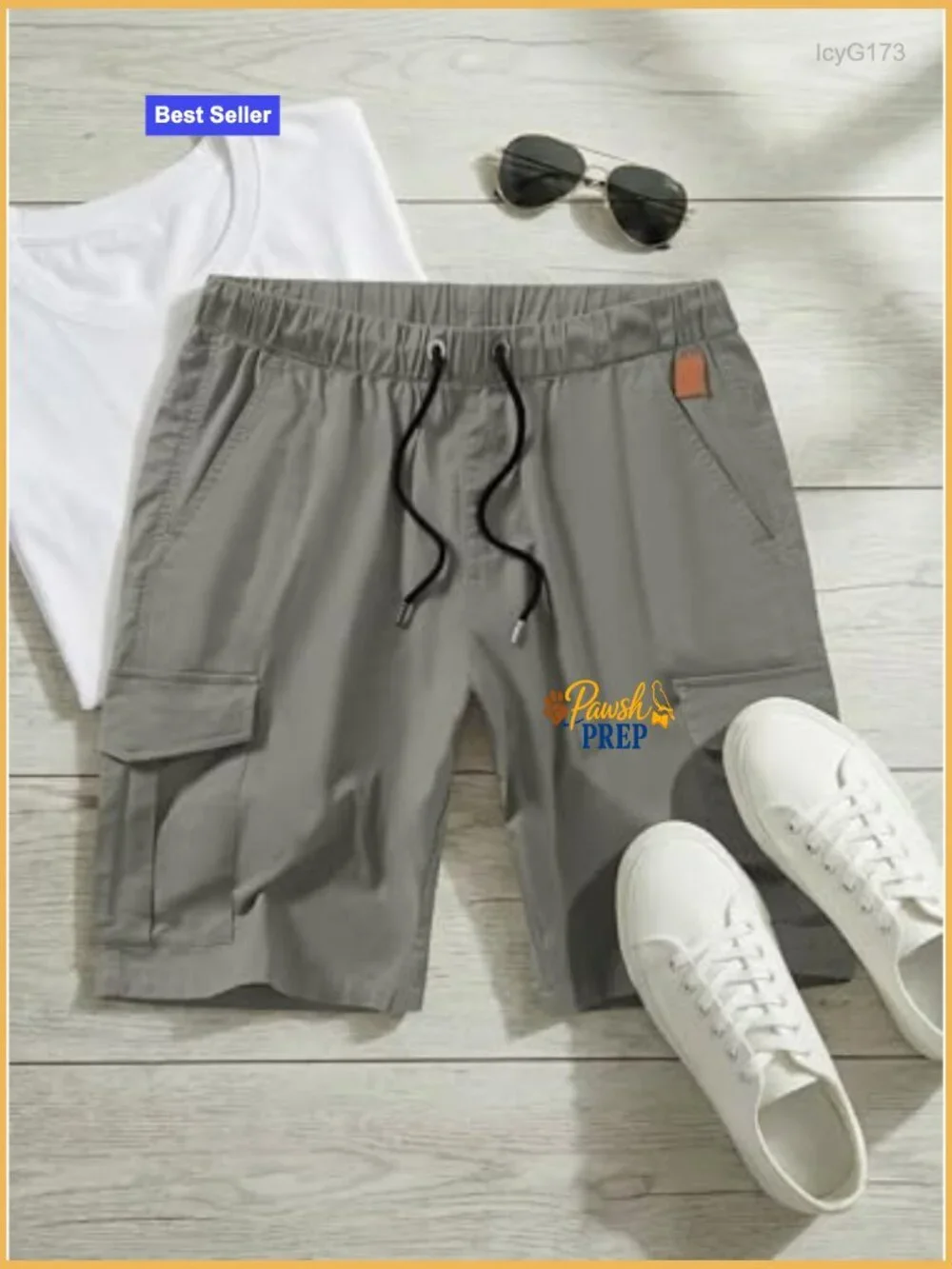 Cotton Drawstring Stretch Cargo Shorts 6 Pockets Men Casual Summer